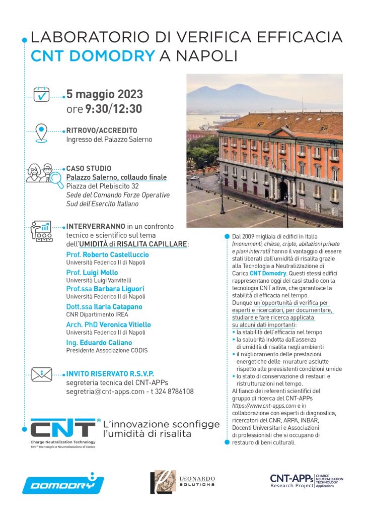 A Napoli il 2° evento “Laboratorio di verifica” della CNT®, brevettata da Domodry